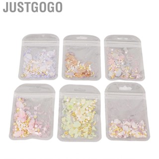 Justgogo 6 Packs Nail Art Decoration Set Colorful Glitter Seashell Fragments