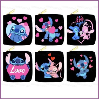 Sq2 กระเป๋าสตางค์ หนัง PU ใบสั้น ลายการ์ตูน Stitch มีซิป อเนกประสงค์ สําหรับผู้หญิง นักเรียน