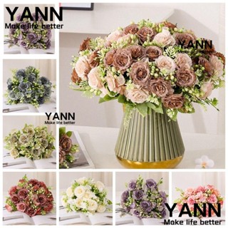 Yann1 ช่อดอกกุหลาบไฮเดรนเยียจําลอง สําหรับตกแต่งบ้าน คริสต์มาส งานแต่งงาน