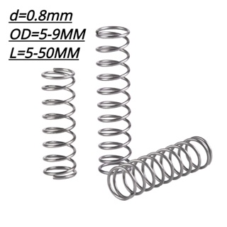 【XCF】Sus304 สปริงบีบอัด เส้นผ่าศูนย์กลาง 0.8 มม. ด้านนอก 5-9 มม. ยาว 10-50 มม.