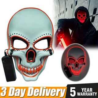 Halloween LED Mask Skeleton Glow Scary Skull Mask Light Up Masks Cosplay Costume