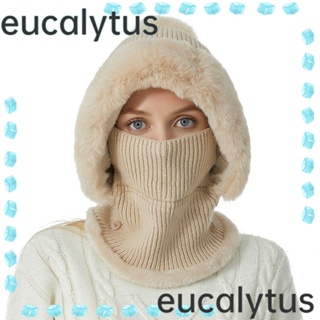 Eucalytus1 หมวกบีนนี่ลําลอง ผ้าถัก อเนกประสงค์ ให้ความอบอุ่น แฟชั่นฤดูหนาว สําหรับผู้หญิง