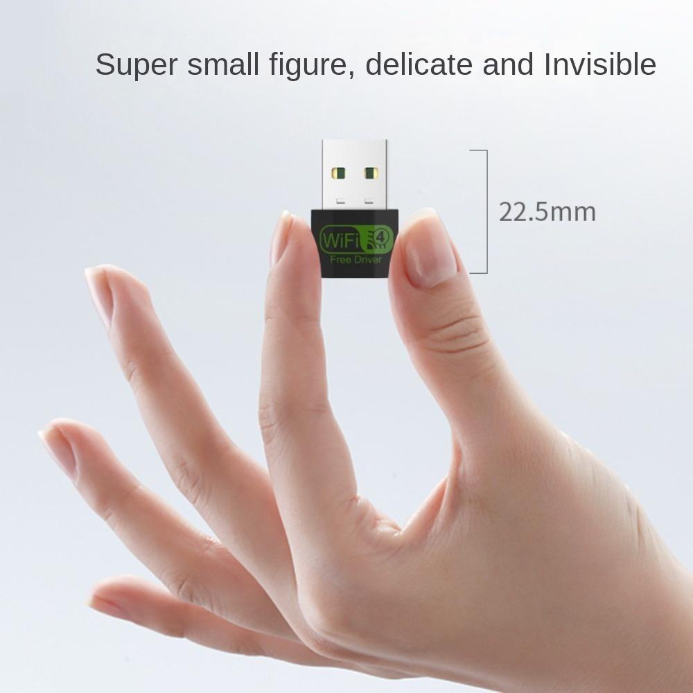 Prettie การ์ดเครือข่าย USB ขนาดเล็กฟรี, ตัวรับสัญญาณ WiFi LAN อะแดปเตอร์ WiFi, ไร้สายความเร็วสูง 150Mbps แบบพกพาสําหรับคอมพิวเตอร์/โทรศัพท์