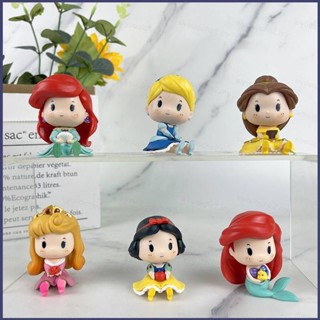 Sy2 โมเดลฟิกเกอร์เจ้าหญิง Ariel Bell Aurora Snow White Cinderella Q Version YS2 สําหรับเด็ก 6 ชิ้น