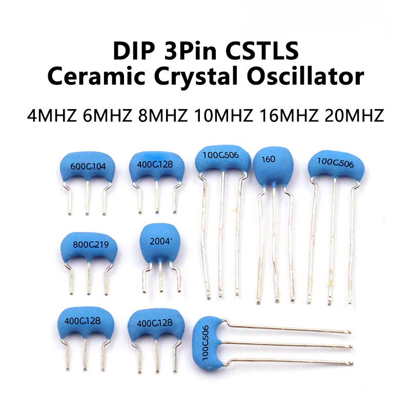 ออสซิลเลเตอร์คริสตัลเซรามิก 3 Pin 4MHz 4M 4.0MHz CSTLS8M00G53-B0 4M 6M 8M 10M 16M 20MHZ DIP-3Pin 10 ชิ้น