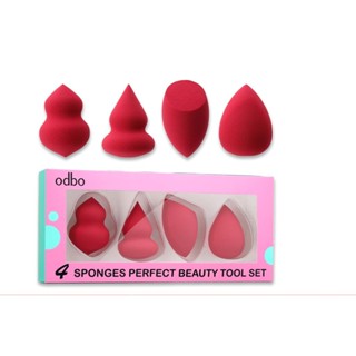 ♦️ของแท้·ส่งด่วน·ถูก♦️Odbo Perfect Puff Beauty Tool Set 4 Pcs. #OD8-142 :โอดีบีโอ ฟองน้ำ แต่งหน้า 4ชิ้น      dayse