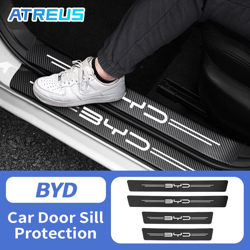 4/8 ชิ้น BYD Atto 3 Dolphin Seal U Atto 4 สติกเกอร์คาร์บอนไฟเบอร์ ป้องกันรอยขีดข่วน สำหรับติดประตูรถยนต์ Threshold stickers to prevent trampling