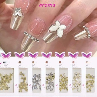 Aroma อุปกรณ์ตกแต่งเล็บ รูปโบว์ หัวใจ ผีเสื้อ ดอกไม้ 3D สไตล์ญี่ปุ่น สําหรับตกแต่งเล็บ