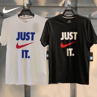 Nike เสื้อยืดคอกลม ผ้าฝ้าย 100% พิมพ์ลาย ทรงหลวม สไตล์มินิมอล คลาสสิก สําหรับผู้ชาย AQ5195