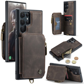 for Samsung Galaxy S22 Ultra S21 Plus S20 FE S22+ S21+ Note 20 Ultra Leather Case Fashion Zipper wallet Hand Lanyard Back Cover