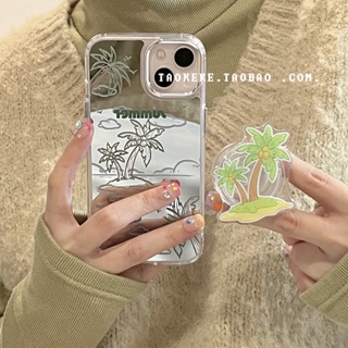 ใหม่ เคสโทรศัพท์มือถือ กันกระแทก ลายต้นมะพร้าว ฤดูร้อน สําหรับ iPhone 11 14promax 13 12 14pro 13pro 14