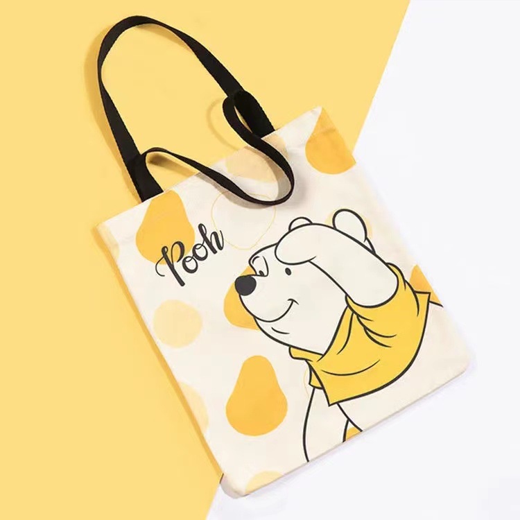 Winnie The Pooh Canvas Bag Cartoon Tote Bag Girl Shoulder Canvas Bag Reusable Eco Shopping Bag