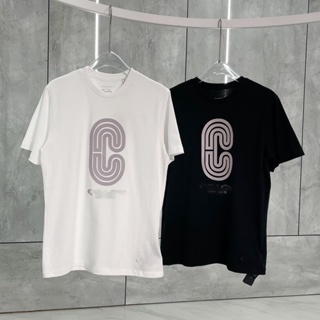 Ready Stock   Coach Womens Short-sleeved Loose Letter Short-sleeved Big C Letter Round Neck T-shirt Mens Classic _02