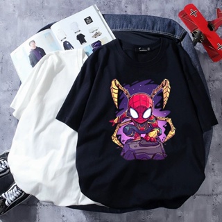 เสื้อยืดแขนสั้นSPIDERMAN MARVEL CHIBI T-SHIRT WOMEN MEN BAJU LENGAN PENDEK PEREMPUAN UNISEX TEE KAIN COTTON PLUS SIZE 2X