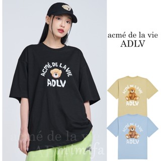 [acme De la vie] ★ ด้วยการซ่อนแท็กเกินขนาด★ Adlv TEDDY BEAR (ตุ๊กตาหมี) เสื้อยืดลําลอง แขนสั้น สีดํา สีฟ้า สีเบจ สําหรับผู้ชาย และผู้หญิง