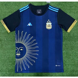 เสื้อกีฬาแขนสั้น ลายทีมชาติฟุตบอล Argentina Sun Plate ชุดเยือน 23-24 AAA แห้งเร็ว สําหรับผู้ชาย ไซซ์ S-XXL