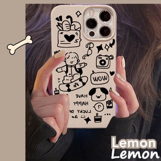 [Lemon] เคสโทรศัพท์มือถือนิ่ม ลายการ์ตูนกราฟฟิตี้ สีกากี สําหรับ Iphone 14pro 14promax 13 13pro 13promax 11 12 12pro 12promax XR XSMAX 7P 8P MINI