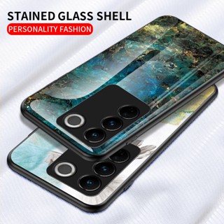 VIVO V27 5G เคสกระจก Tempered Glass Phone Case Soft TPU Edge Protection Hard VIVO V27 Pro 5G เคส Back Cover