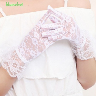 Bluevelvet ถุงมือเจ้าสาว กันแดด แฟชั่น ขี่ลูกไม้ ดอกไม้ ระบายอากาศ