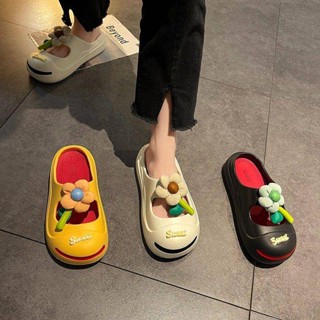 【JsS】ระเบิดซูเปอร์ซอฟท์ Bag Head Half Flip Flop ผู้หญิงสวมใส่ด้านนอก 2023 ฤดูร้อนใหม่แฟชั่นร้อยชิ้นนุ่มแต่เพียงผู้เดียวเหยียบ Flip Flop