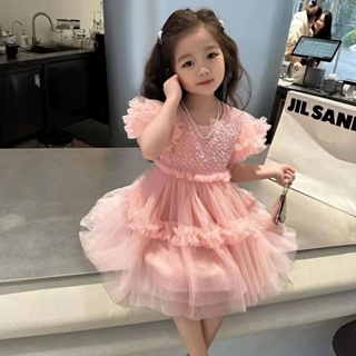 ชุดเดรสเด็กผู้หญิงฤดูร้อน 2023 ใหม่เด็กผู้หญิงแขนพัฟชุดเจ้าห…