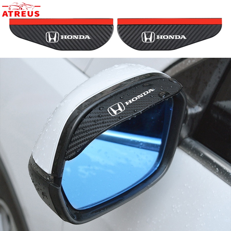 2ชิ้น Honda คาร์บอนไฟเบอร์ ภายนอก กระจกมองหลัง กันฝน ติดตกแต่งรถยนต์ สติกเกอร์ สําหรับ Honda civic 11th gen fd fc eg fk HRV Jazz City Mugen Fit Vezel Accord BRV WRV Stream