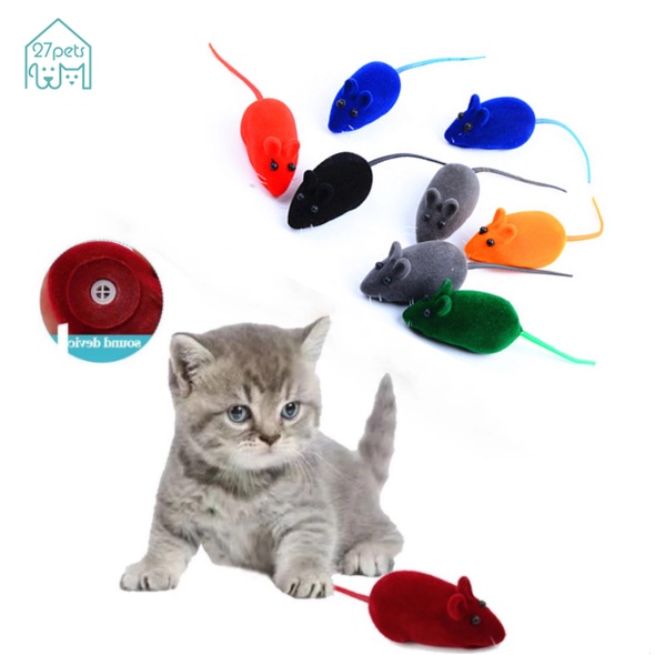 ของเล่นสัตว์เลี้ยง ตุ๊กตาหนู ซิลิโคน ผสมยาง เสียง สําหรับแมว