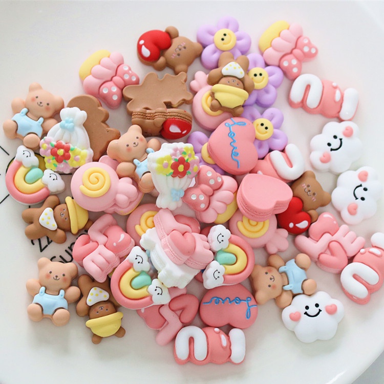 Jibitz จี้รูปอมยิ้ม และเมฆน่ารัก สีรุ้ง เครื่องประดับ สําหรับตกแต่งรองเท้า Diy