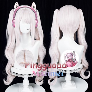 Manmei NIKKE Alice Cosplay Wig The Goddess of Victory Light Pink Long Ponytail 80cm Synthetic Hair Heat Resistant Halloween Accessories