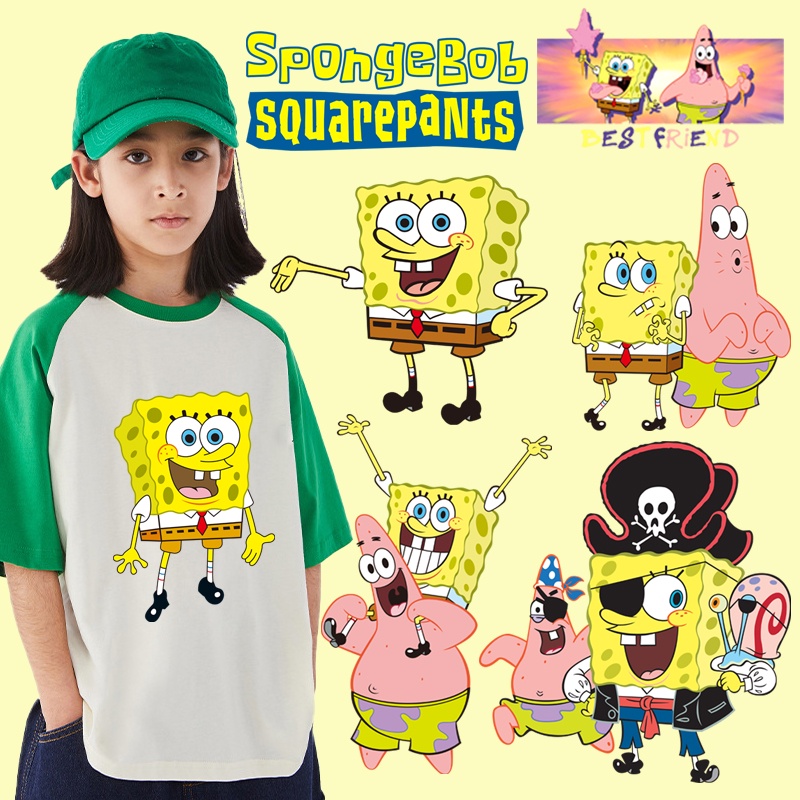 แผ่นแพทช์สติกเกอร์ ลายการ์ตูนสพันจ์บ็อบ DIY สําหรับตกแต่งเสื้อผ้า ของขวัญวันเกิด