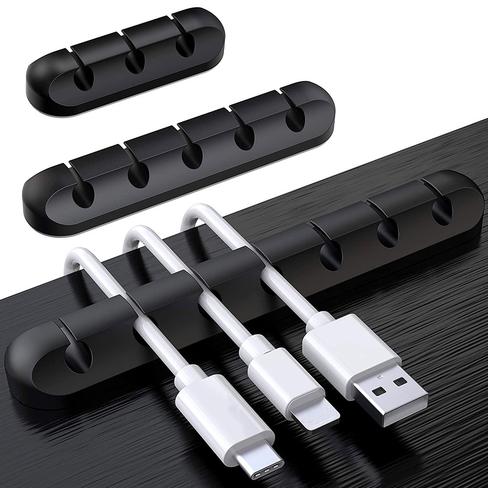 ที่เก็บสายชาร์จ Cable Organizer ซิลิโคนจัดระเบียบสาย คลิปซิลิโคน รัดสายเคเบิล จัดระเบียบโต๊ะ  USB Winder 4/6พอร์ต
