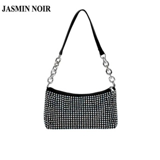 Jasmin NOIR กระเป๋าสะพายไหล่ กระเป๋าถือ หนัง PU ทรงสี่เหลี่ยม ประดับเพชร ขนาดเล็ก แฟชั่นสําหรับสตรี