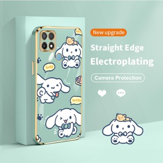 เคสโทรศัพท์มือถือแบบนิ่ม บางมาก ลาย Cinnamoroll ขอบทอง สําหรับ OPPO A15 A15s A35 2021 A16 A16E A16K A16s A17 A54s