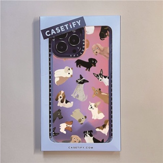 Casetify X Dogy เคสโทรศัพท์มือถือ PC TPU แบบแข็ง ลายสติกเกอร์เลเซอร์ สําหรับ IPhone 14 Pro MAX 14 Plus 13 Pro MAX 12 Pro MAX 11 Pro MAX XS MAX XR X