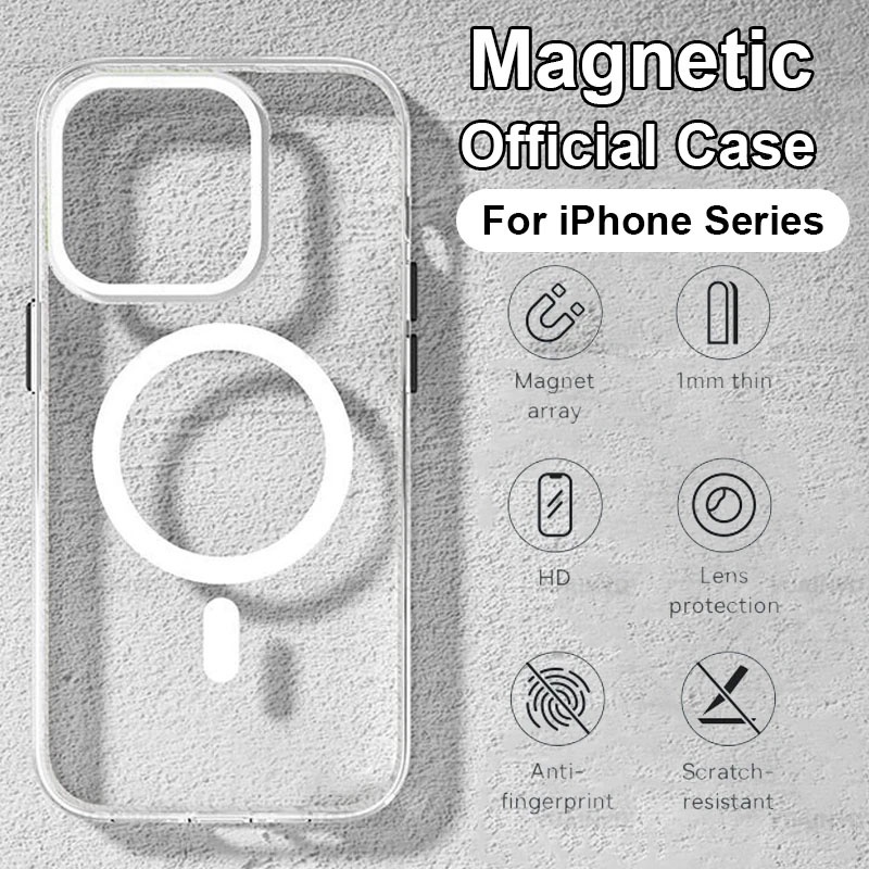 เคสโทรศัพท์มือถืออะคริลิค แบบแม่เหล็กไร้สาย สําหรับ iPhone 14 13 12 11 Pro Max Mini X Xs XR 7 8 Plus SE 2020