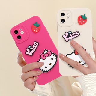 เคสซิลิโคนนิ่ม ลายการ์ตูนคิตตี้ 3D สําหรับ iPhone 11 12 13 14 Pro MAX Plus Mini X XR XS MAX 6 S 7 8 Plus SE 2020 11Pro 12pro 13Pro