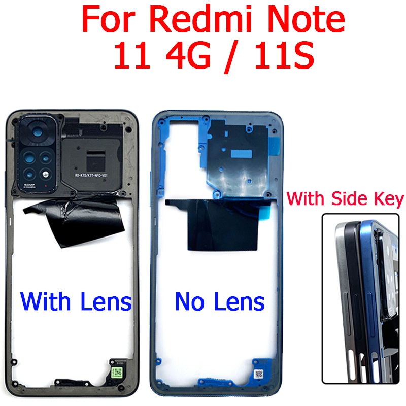 ใหม่ ของแท้ 100% กรอบกลาง แบบเปลี่ยน สีดํา ฟ้า สําหรับ Xiaomi Redmi Note 11 Global 4G Note 11s