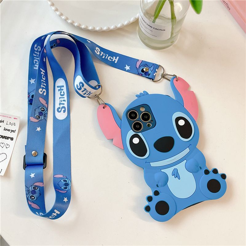 เคสโทรศัพท์มือถือแบบนิ่ม กันกระแทก ลายการ์ตูนดิสนีย์ สติตช์ 3D พร้อมสายคล้อง สําหรับ OPPO A38 A78 A58 A57 A17 A16 A54 A93 A74 A94 A92 A52 A12 A12E A5s A3s F11 F9 A53 A31 A5 A9 2020 Reno 8 7