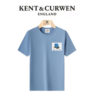 Kent &amp; CURWEN เสื้อยืดลําลอง แขนสั้น คอกลม พิมพ์ลายดอกกุหลาบ แฟชั่นฤดูร้อน สําหรับผู้ชาย และผู้หญิง