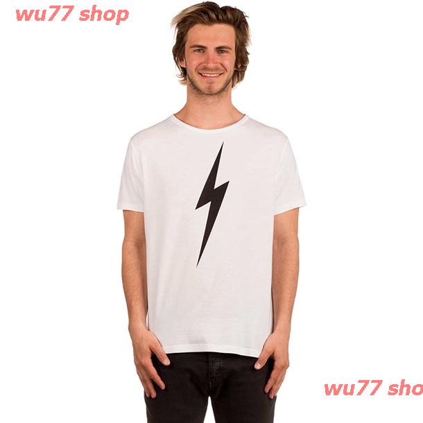 RNเสื้อเบลาส์ wu77 shop New เสื้อยืดคอกลมพิมพ์ลาย Lightning Bolt Forever แฟชั่นสําหรับผู้ชาย discoun