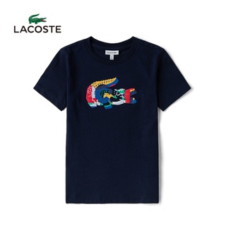 POPULAR QZผ้านุ่ม ☌Lacoste French Crocodile New Fashion Color Printing Short-sleeved Mens T-shirt TJ1325