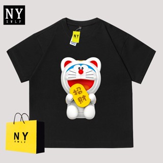 Ny เสื้อยืดแขนสั้นลําลอง แขนห้าส่วน พิมพ์ลายการ์ตูน ทรงหลวม แฟชั่นฤดูร้อน สําหรับผู้ชาย