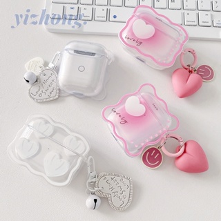 เคสหูฟัง TPU นิ่ม กันหาย ลายหัวใจ สีชมพู สีขาว สําหรับ Airpods Pro 2 1 3