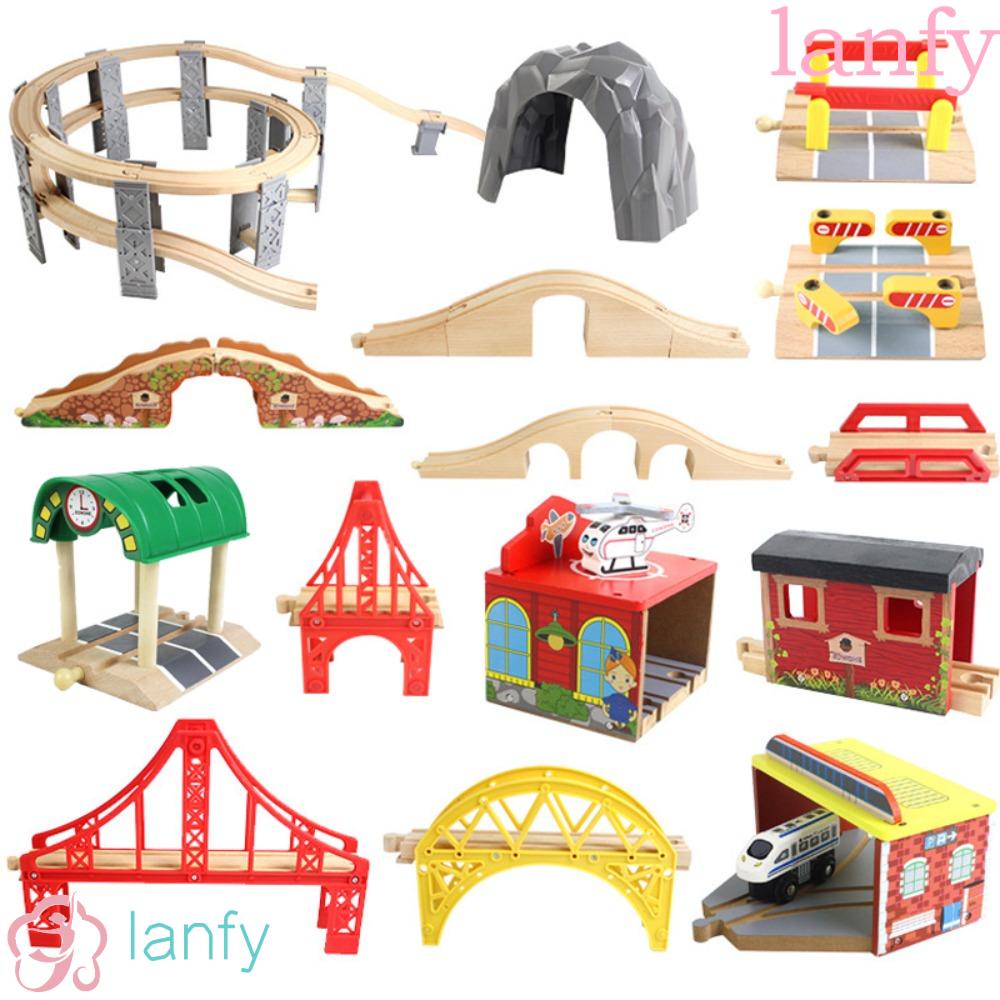 Lanfy ของเล่นรางรถไฟไม้ เพื่อการเรียนรู้เด็ก