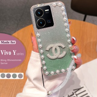 เคส Vivo Y36 Y22S Y02 Y16 Y22 Y35 Y02S Y21 Y33S Y33T Y2S Y21T Y20S Y20i Y12a Y12Sโทรศัพท์มือถือ ประดับกลิตเตอร์ พลอยเทียม ระยิบระยับ ไล่โทนสี หรูหรา สําหรับ