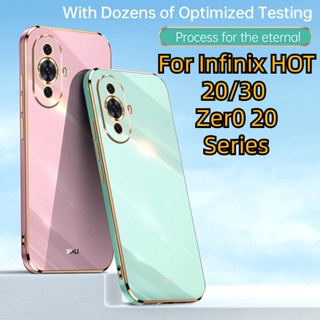 เคสชุบ กรอบสี่เหลี่ยม สําหรับ Infinix Hot 20 30 Play Zero 20 Series บางเฉียบ คลุมเต็มรูปแบบ เคลือบเงา นิ่ม ด้านหลัง ป้องกันกล้อง