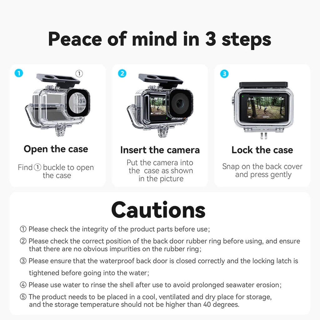 DJI Action 5 Pro / 4 / 3 Telesin Waterproof Case เคสกันน้ำ