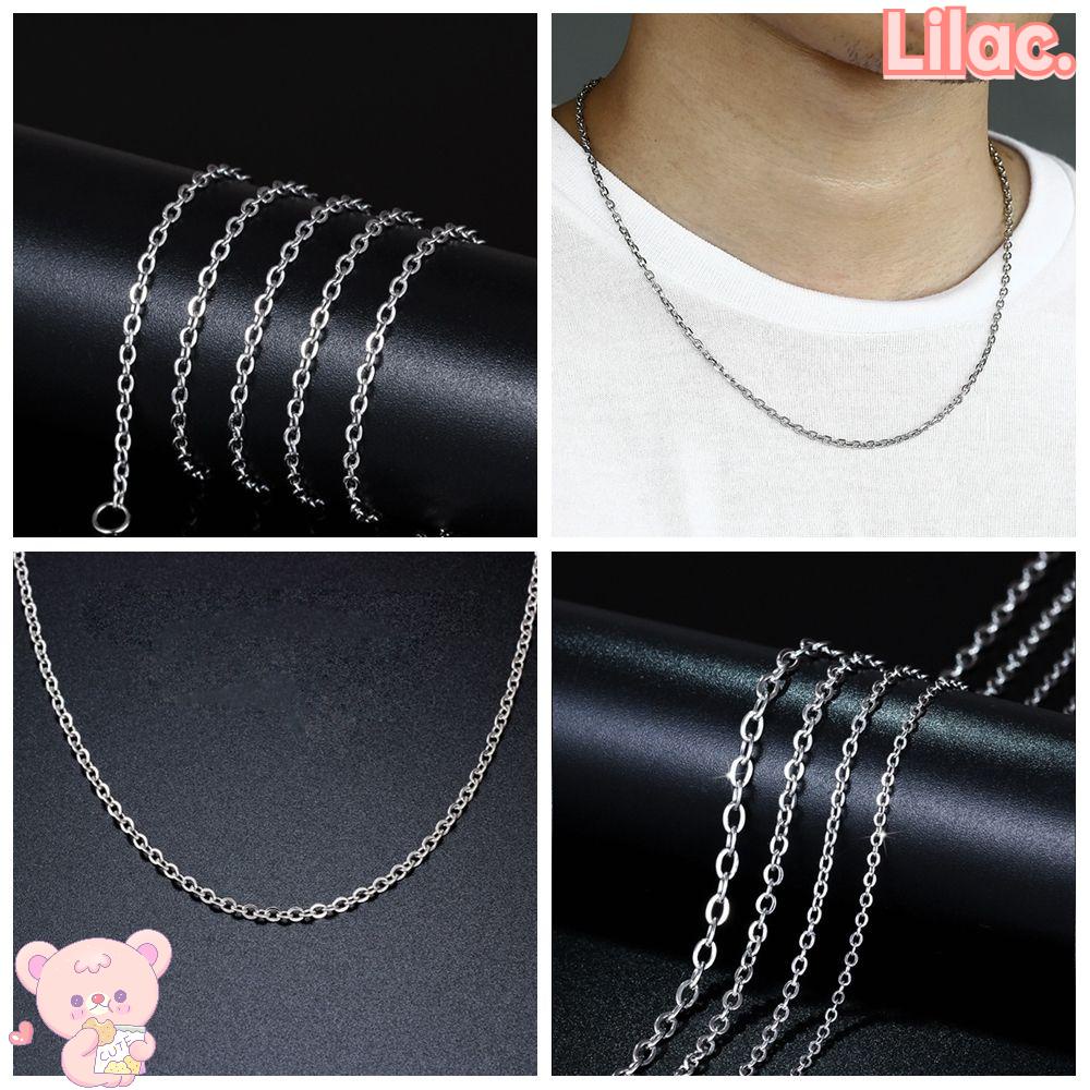 【มีในสต็อกทั้งหมด】Lilac สร้อยคอสแตนเลสแฟชั่นสีเงิน