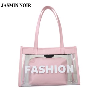 Jasmin NOIR กระเป๋าสะพายไหล่ กระเป๋าถือ เนื้อนิ่ม ทรงโท้ท พิมพ์ลายตัวอักษร ขนาดเล็ก สําหรับสตรี