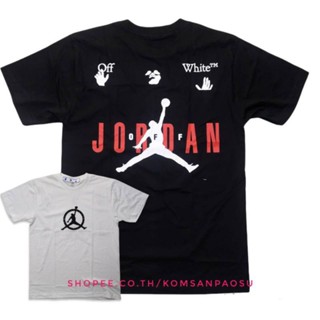 เสื้อยืดผ้าฝ้ายพิมพ์ลายเสื้อยืด off white jordan เสื้อยืดแขนสั้น off-white Jordan